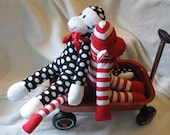 Personalized Sock Monkey Black White Polka Dots. Limited Edition. - auntyanndesigns