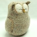 Upcycled Felted Wool Beige Sleepy Owl