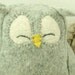 Light Grey Sleepy Owl Felted Wool Lamb Wool Stuffing Eco Friendly Upcycled Height 7"