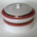 1930's Hazel Atlas Milk Glass Refrigerator Dish or Canister with Red Black Gold Stripes SALE
