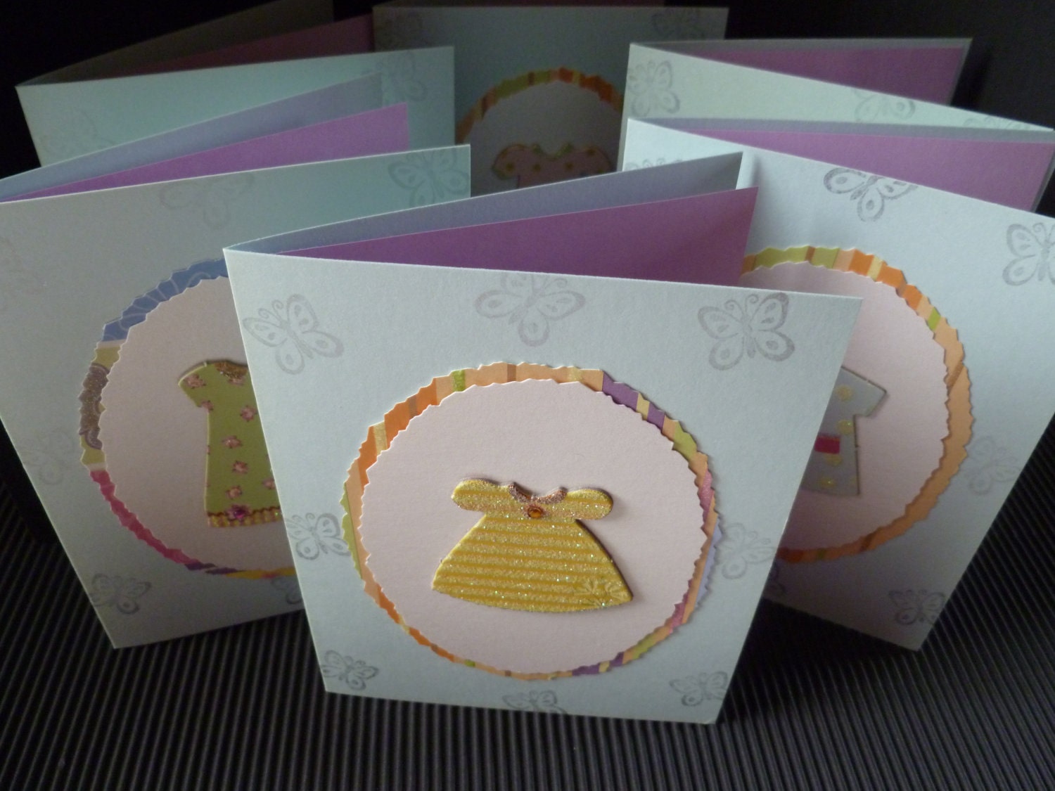 Set of Six Little Dresses note cards
