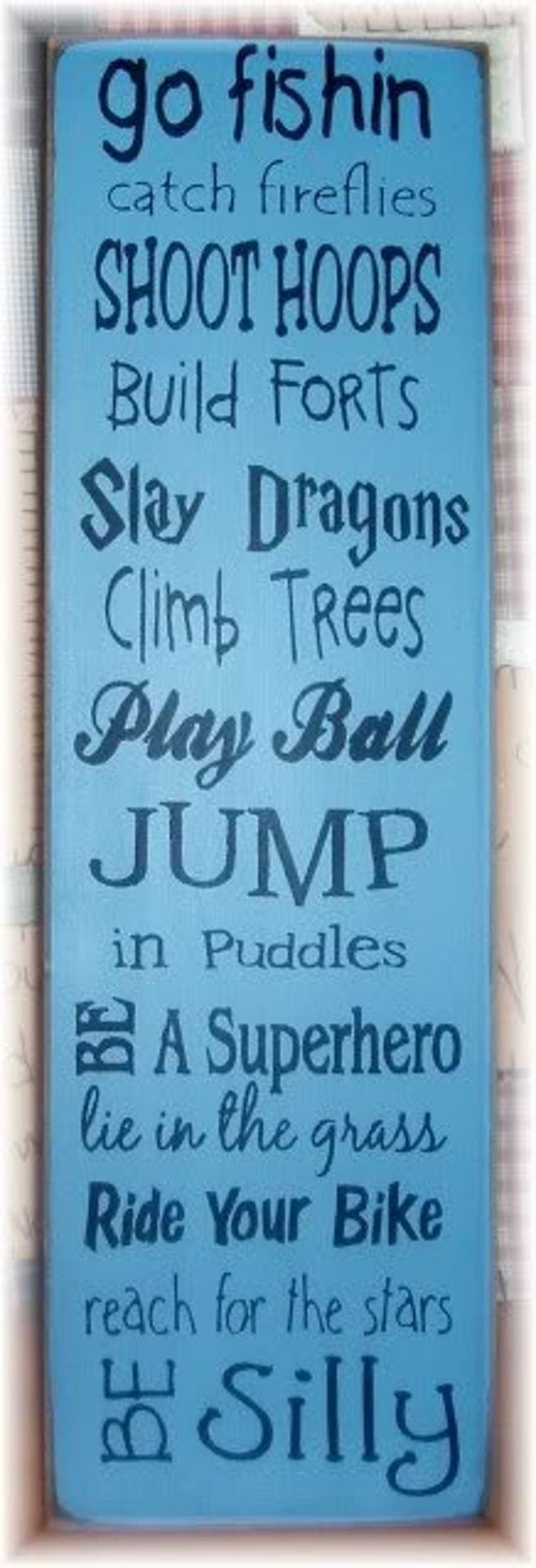 Fun for Boys typography primitive wood sign