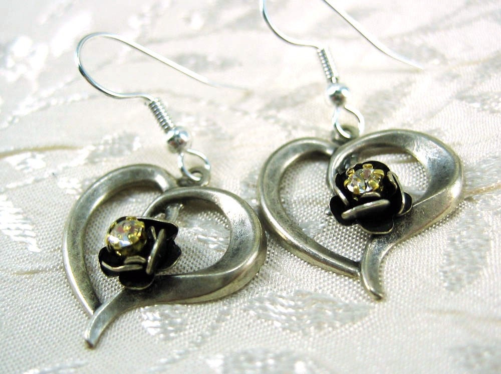 Rose Heart Earrings