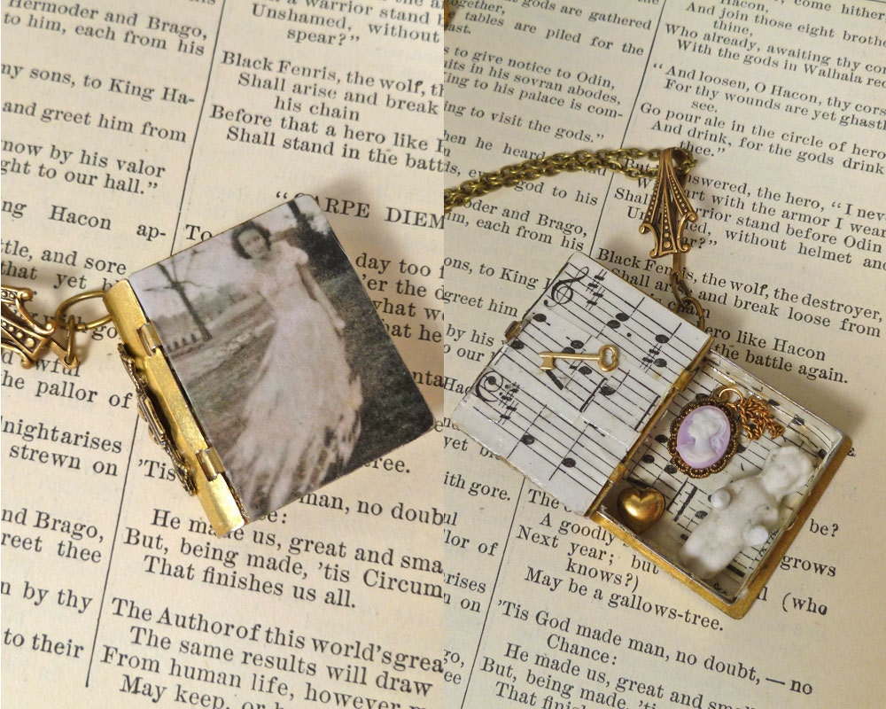 Memories Ghost Photograph Mixed Media Art Pendant OOAK Shadow Box Locket