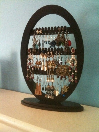 Earring stand Jewelry Rack Holder with base, All Black, Oval Shape