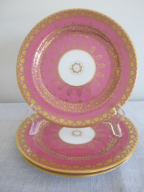 3 Pink and Gold Plates