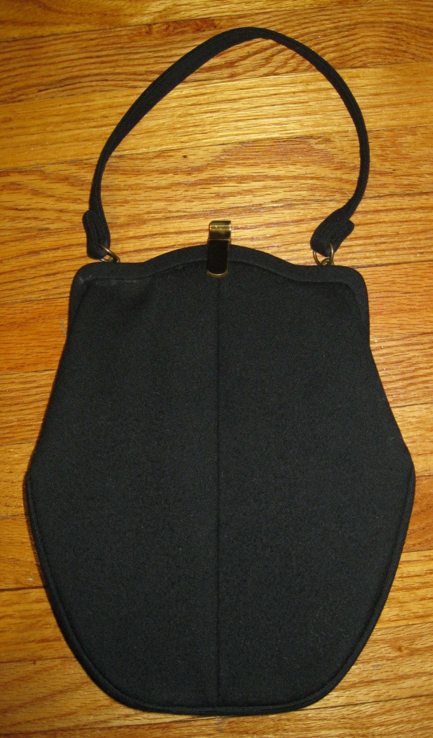 Kelly Style Purse - 1940s Black Wool Felt
