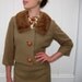 1960s Three Piece Brown Suit with Mink Collar - Mad Men Era