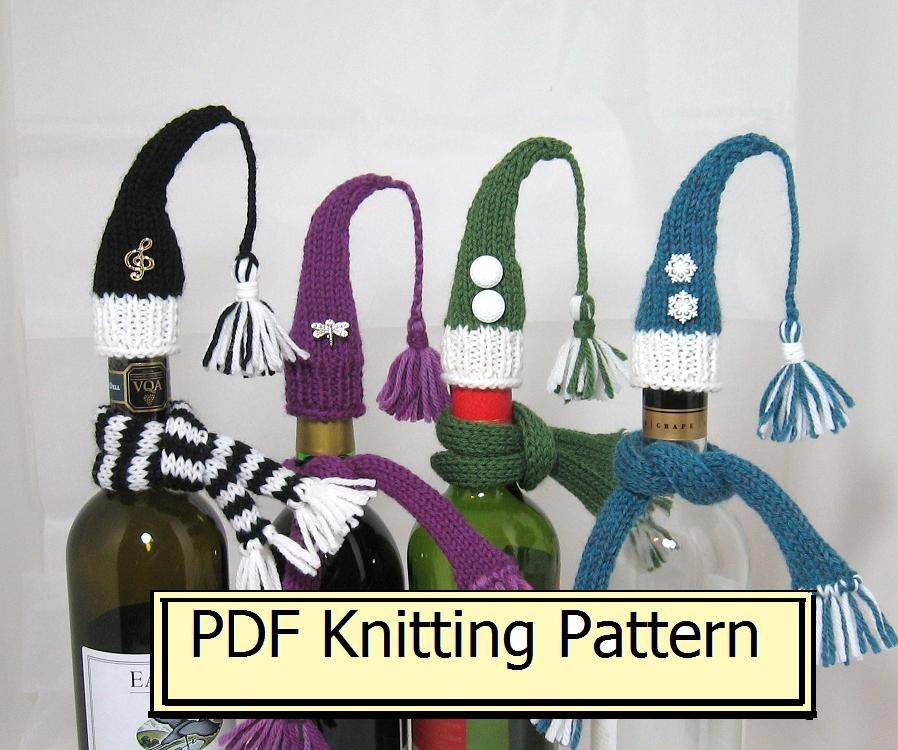 PDF PATTERN - Wine Bottle Decorations knitting Pattern
