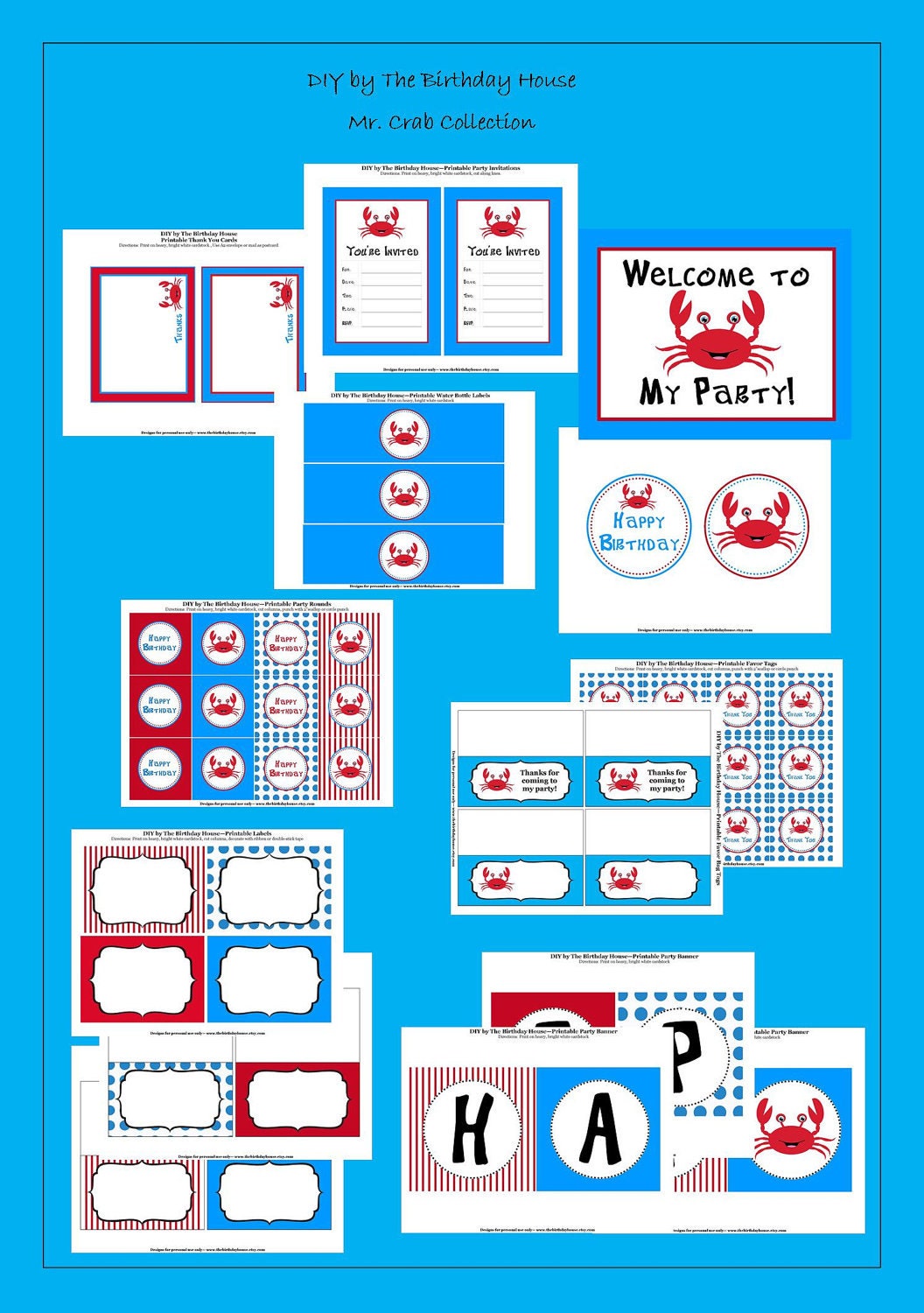 Crab Party - Mr. Crab Collection, Printable Party Collection by The Birthday House - Everything You Need for a Great Party Il_170x135