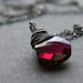 Fuchsia Swarovski Teardrop Oxidized Sterling Silver Necklace