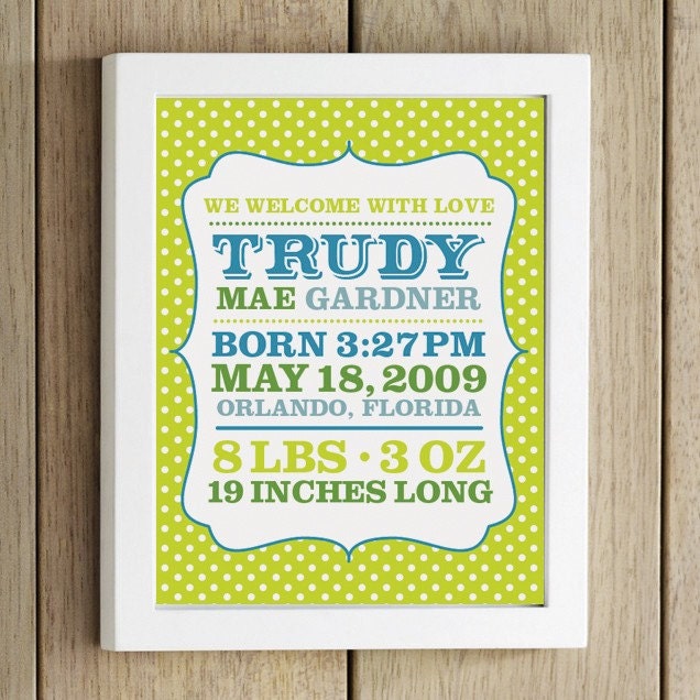 custom birth announcement print