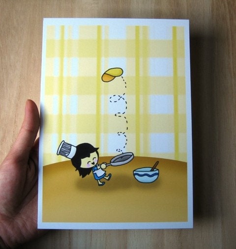 Flipping Pancakes 5 x 7 Art Print