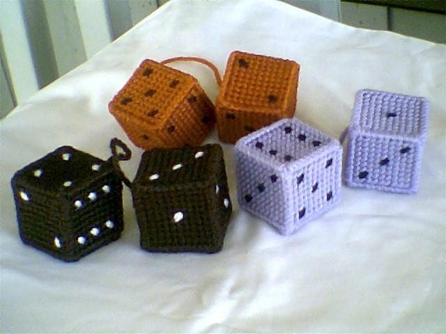 Plastic Canvas Hanging Mini-Dice (Your Choice of One Pair)