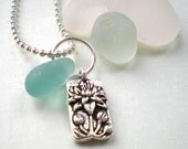 Sea Glass Jewelry:  Lotus Charm Necklace Beach Wedding