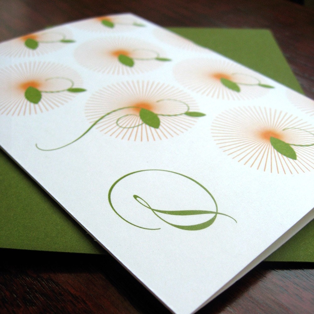 Monogrammed Peach Notecards (set of 5)
