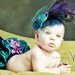 The Royal Collection -' Princess Daisy's Peacock '-Fancy Pants Ruffled Diaper Cover with Matching Vintage Inspired Headpiece-PHOTO PROP
