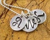 Initial Necklace Silver Personalized Necklace Handstamped Mom Necklaces Custom Monogram Necklace Eco Friendly Necklace PMC Fine Silver