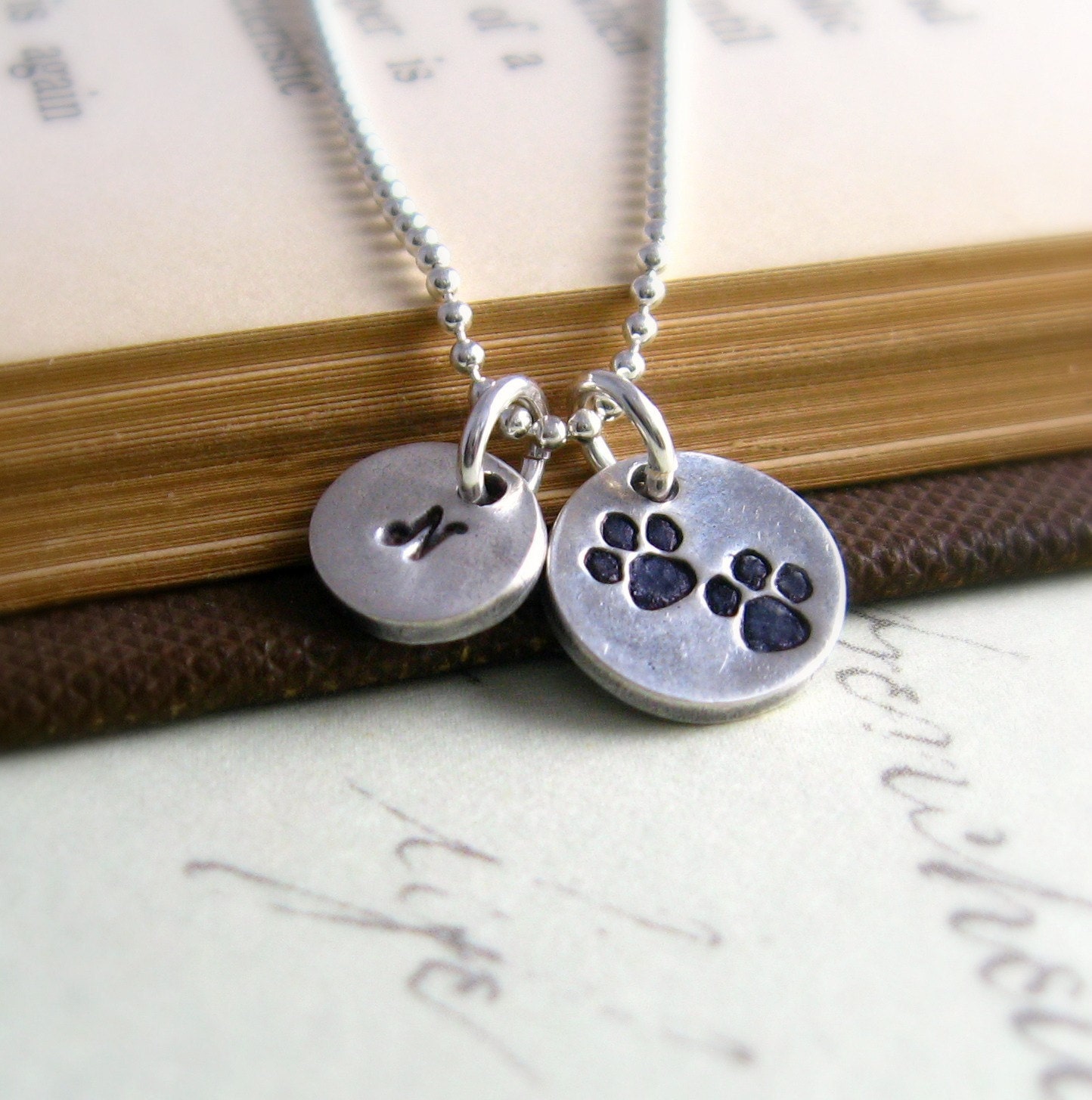Dog Paw Necklace Silver Personalized Initial Necklace For Dog Owner Pet Lover Necklace Sterling Silver Dog Charms Puppy Love