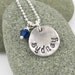 Personalized Name Necklace Handstamped Mother Necklace PMC Handstamped Mommy Necklace Sterling Silver Swarovski Crystal Necklace