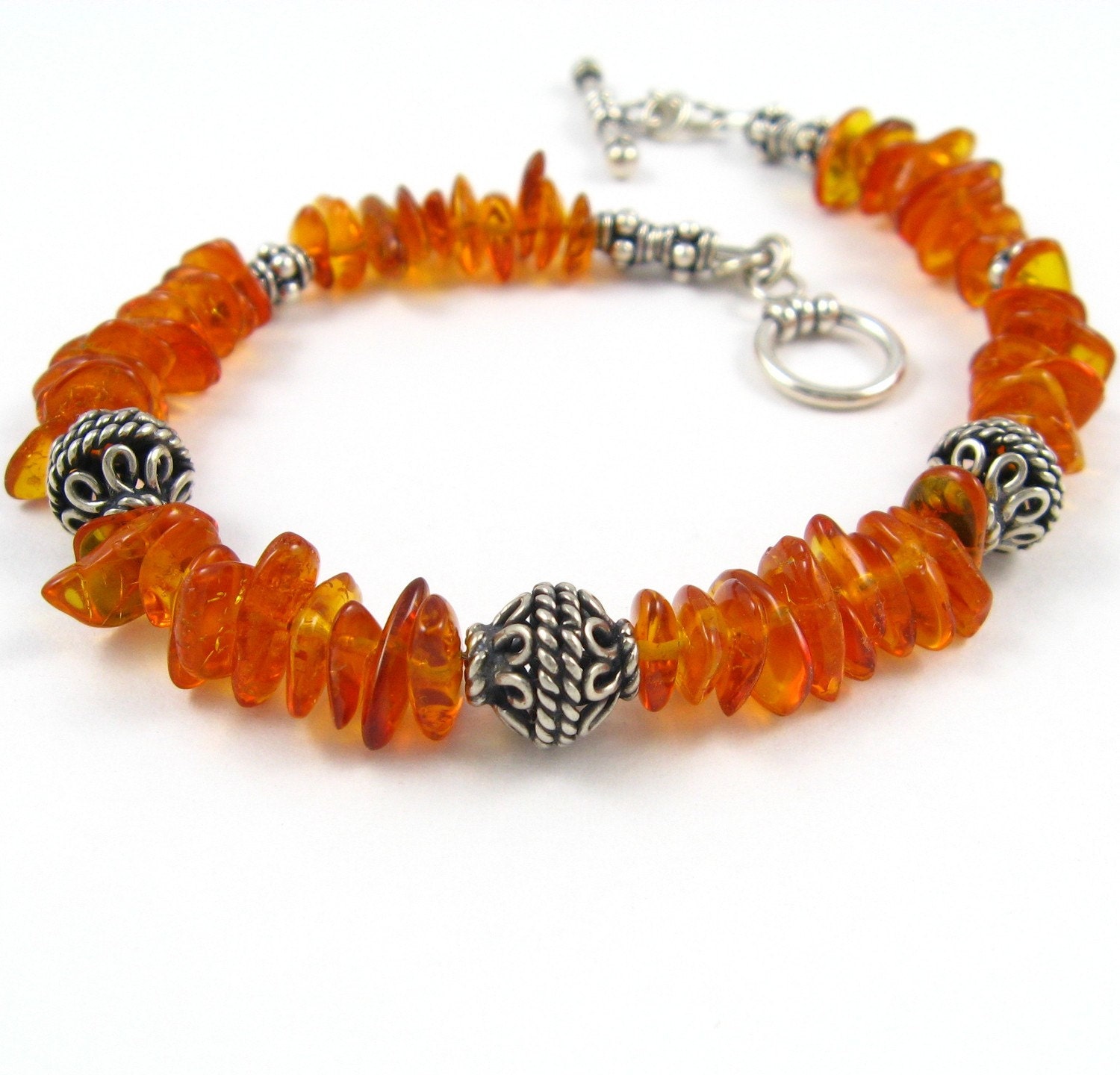SALE Amber Bracelet Bali Silver and Amber Bracelet Balic Amber Bracelet Golden Honey Amber Chips