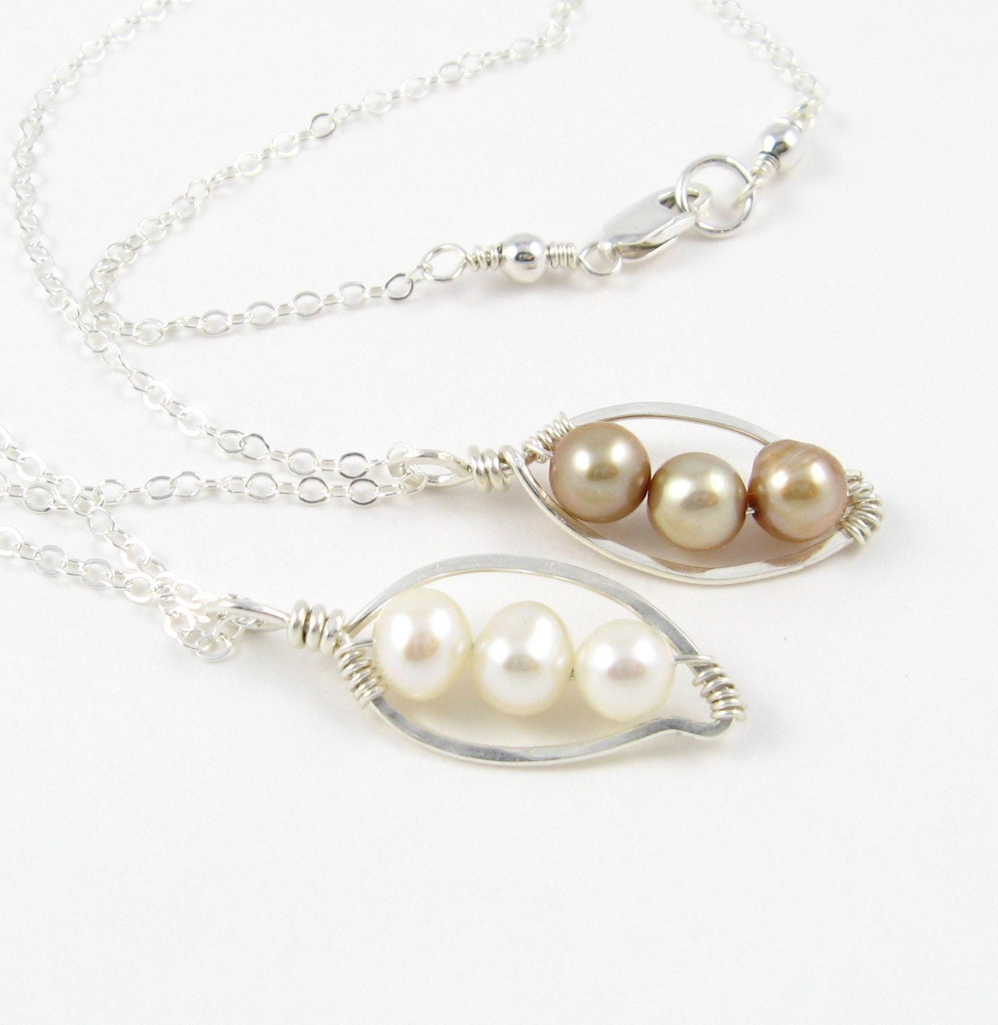   Necklace on Pea Pod Peapod Mother S Necklace Pearl Freshwater Sterling Silver