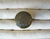 Woodland Leaf Ring Bronze Botanical Vintage Button Ring Art Nouveau Gold Wire Wrapped Ring