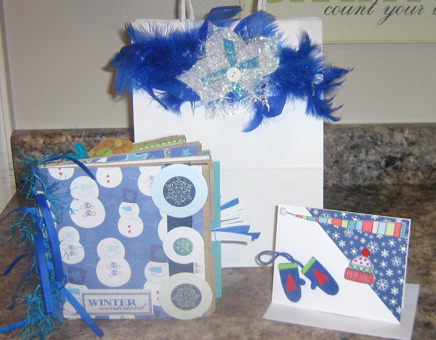 Winter Wonderland Mini Paper Bag Album with Gift Bag and Card