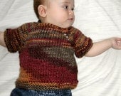 OOAK Hand Knitted Fall Colors Sweater Top Wool Blend Infant Toddler Newborn NB  0-3 Months