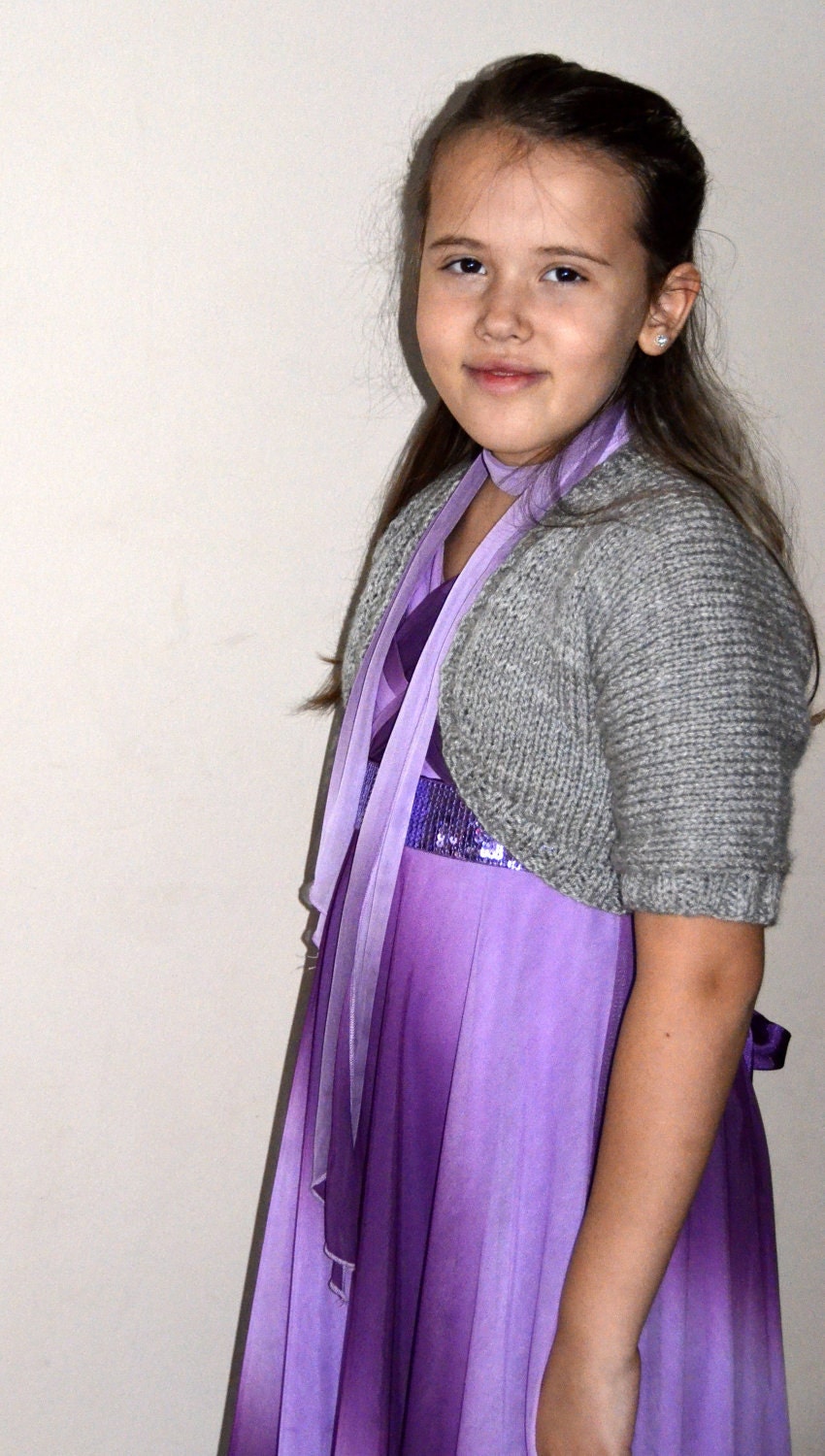Hand Knitted Gray Cropped Shrug Bolero