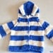 Hand Knitted Hooded Little Sailor Striped Sweater,Jacket,Blue,White 9-12 Months