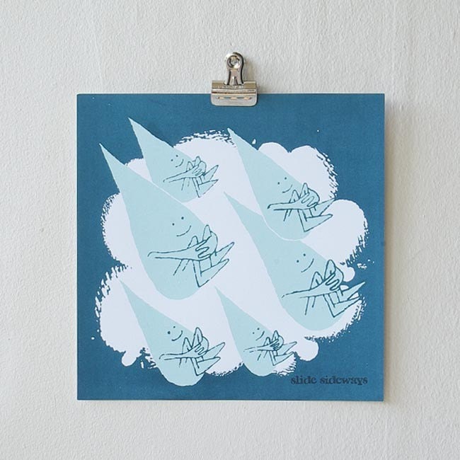 ON SALE - screenprinted poster - Raindrop Cannonballs