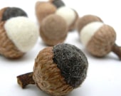 Natural Handmade Acorns, 12 Wool Felt Needle Felted Home Decor Waldorf Colorful Woodland Nature Autumn Fall Thanksgiving Neutral Brown Tan