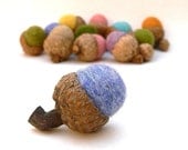 Vintage Inspired Acorns, 12 Handmade Needle Felt Spring and Easter Decorations, Woodland Waldorf Colorful Pastel soft rustic wedding favor