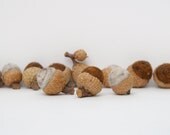 Brown Woodland Acorns Wool, 12 Handmade Felt Needle Autumn Orange Natural Gray Waldorf Christmas Gift eco friendly