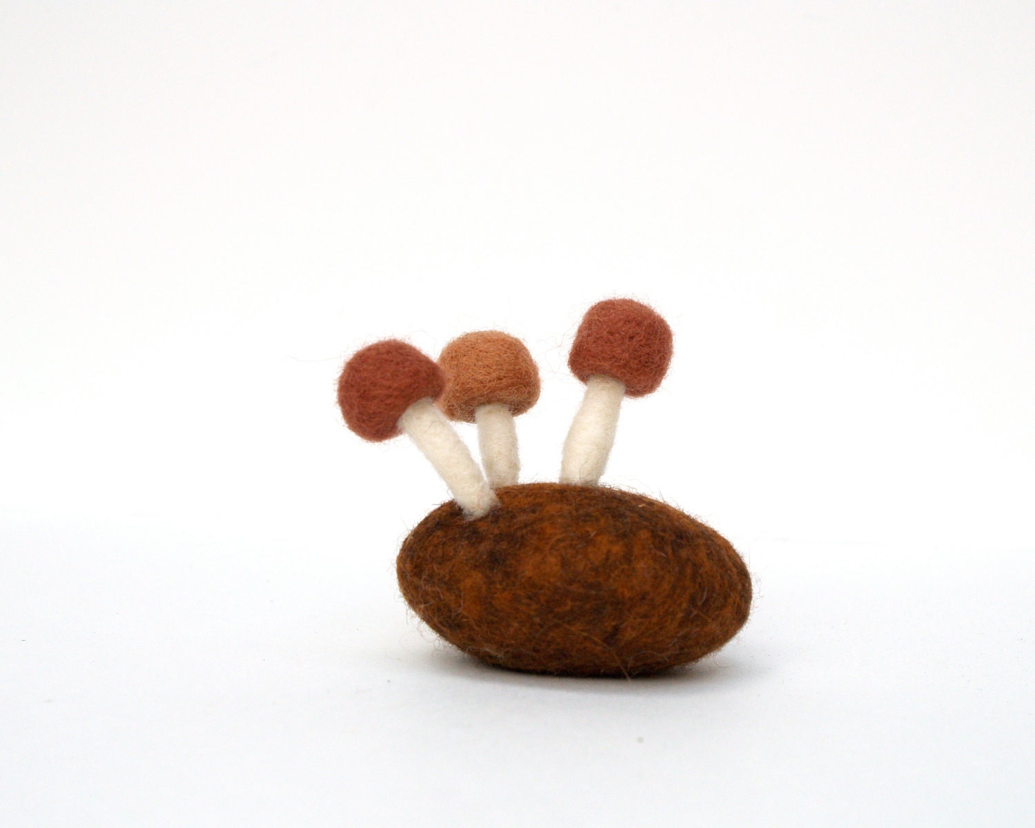 Magic Mushroom Rock, Needle Felt Wool Waldorf Naure Paperweight Woolly Dude Man Dad Gift Home Decor brown Seventh 7th Wedding Anniversary