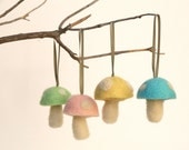 Toadstool Easter Decorations . Pastel Colors . Spring Home Decor . Needle Felted Wool