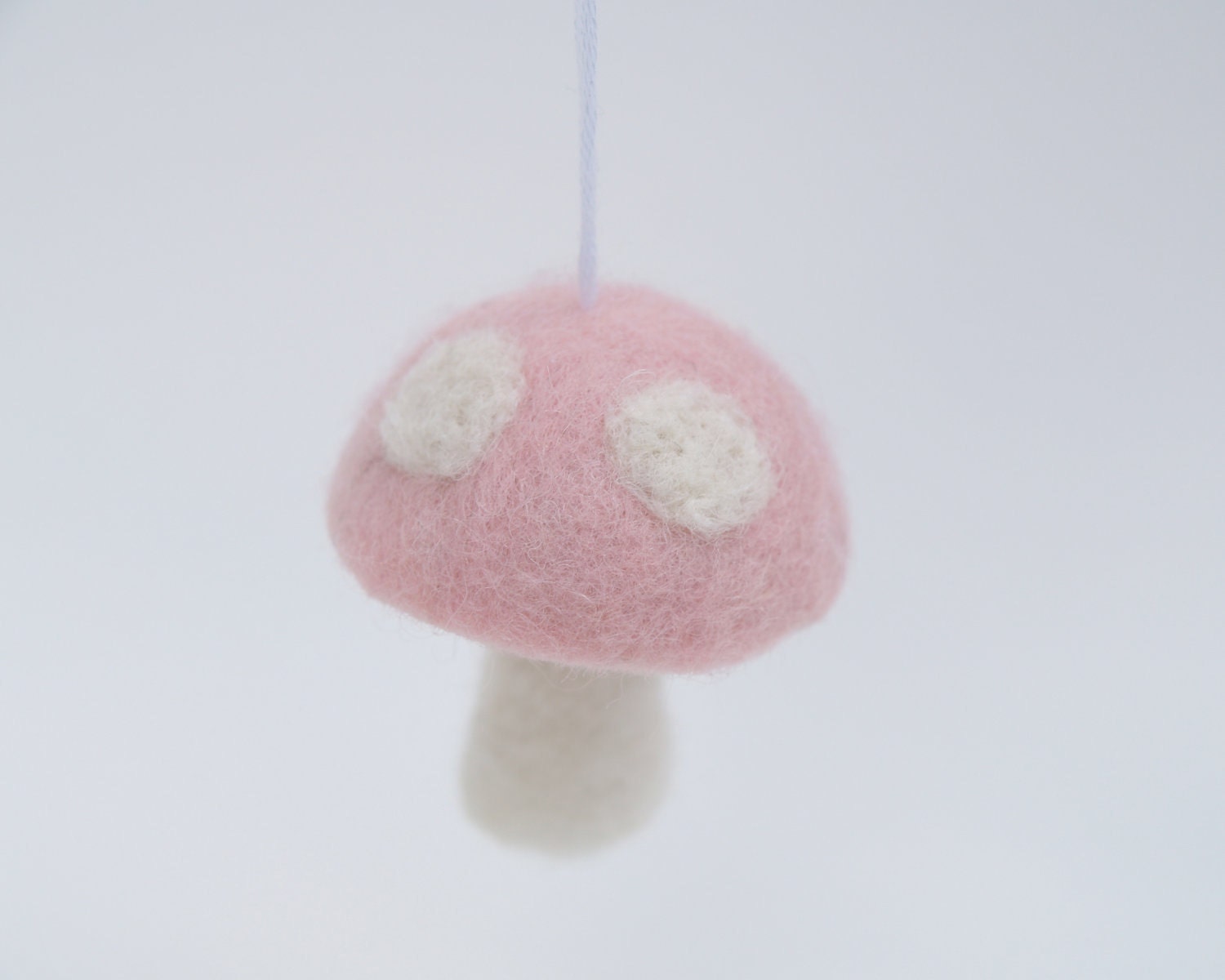 Pale Pink Ornament, ONE Wool Felt Mushroom Decoration Woodland needle Waldorf Toadstool Fairytale Baby Nursery Home Decor