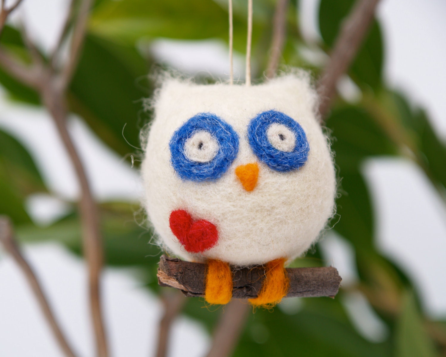 Felt Christmas Ornament Owl Needle Felted Wool Gift Decoration Woodland Waldorf Cute