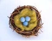 Easter Nest, Spring Decorating, Robins Egg Blue, pastel bird home decor, Waldorf nature table nursery Baby's Room, Needle Felted Easter