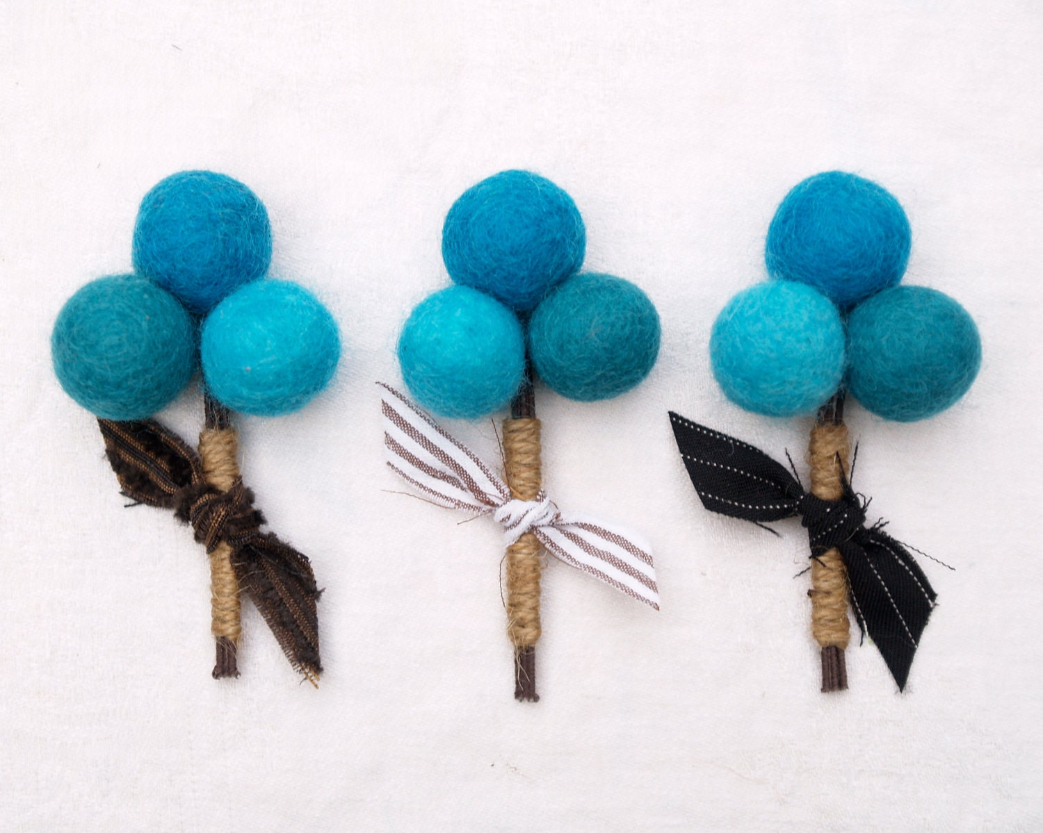 Groomsman Wedding Boutonniere Groom Groomsmen Turquoise Robin Egg Blue Craspedia billy button ball flower felt beach Spring Summer fun 3
