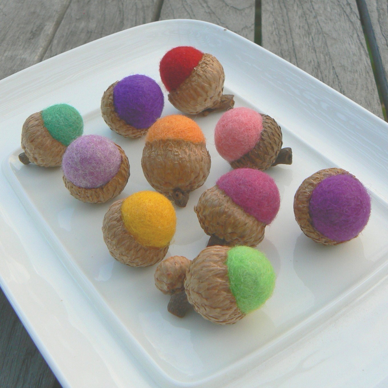Order for Ginger, Wool Acorns, 10 Handmade Felt Needle Felted home decor Autumn Fall Thanksgiving house decorating candy color