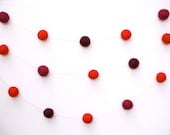 Red Felt Wedding Garland ( banner country farm rustic Christmas table decoration festive party felted ) Snow white