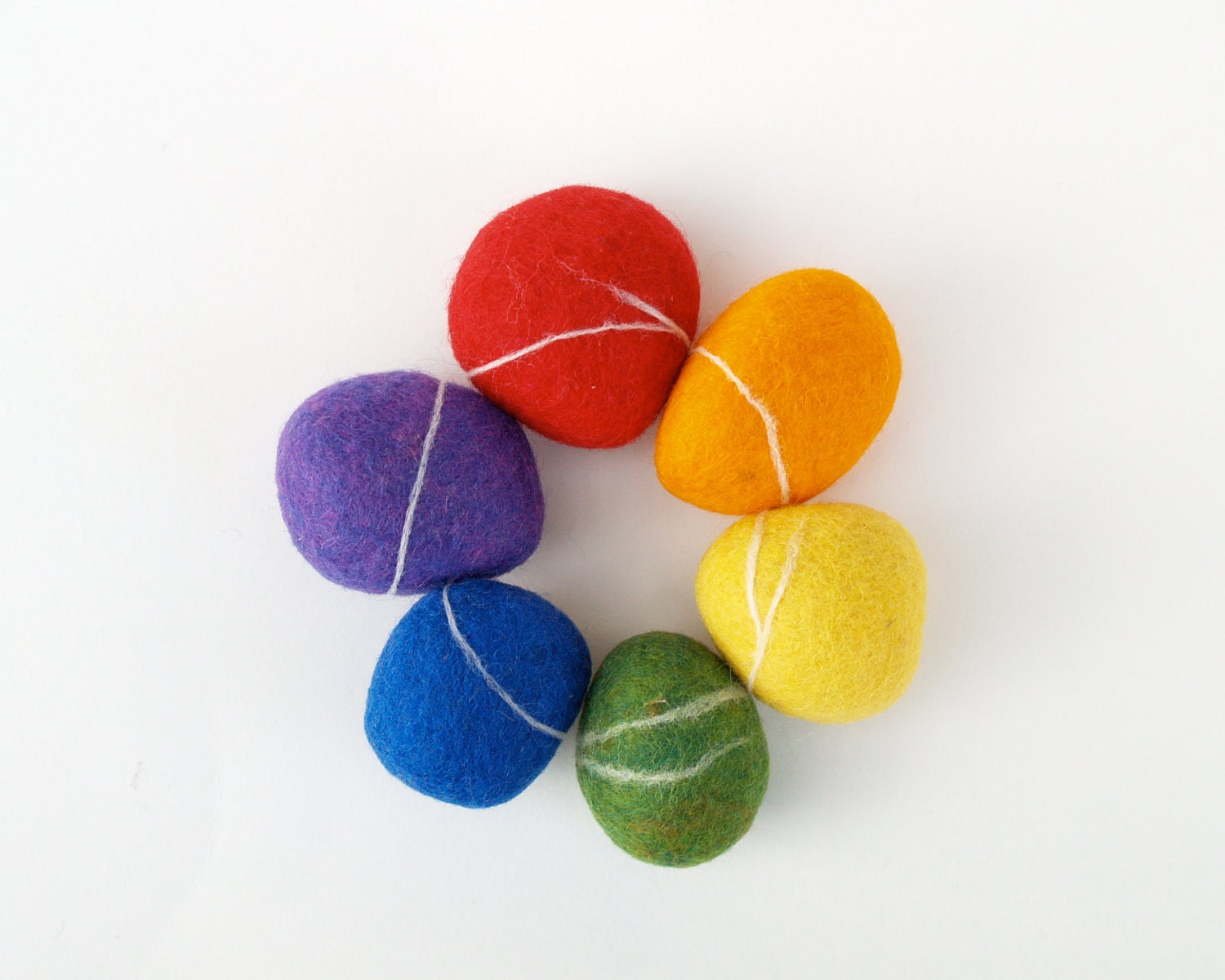 Rainbow Felted Stones, pebbbles rocks wool felt home decor natural dude Christms gift toy urban chic Stocking Stuffer