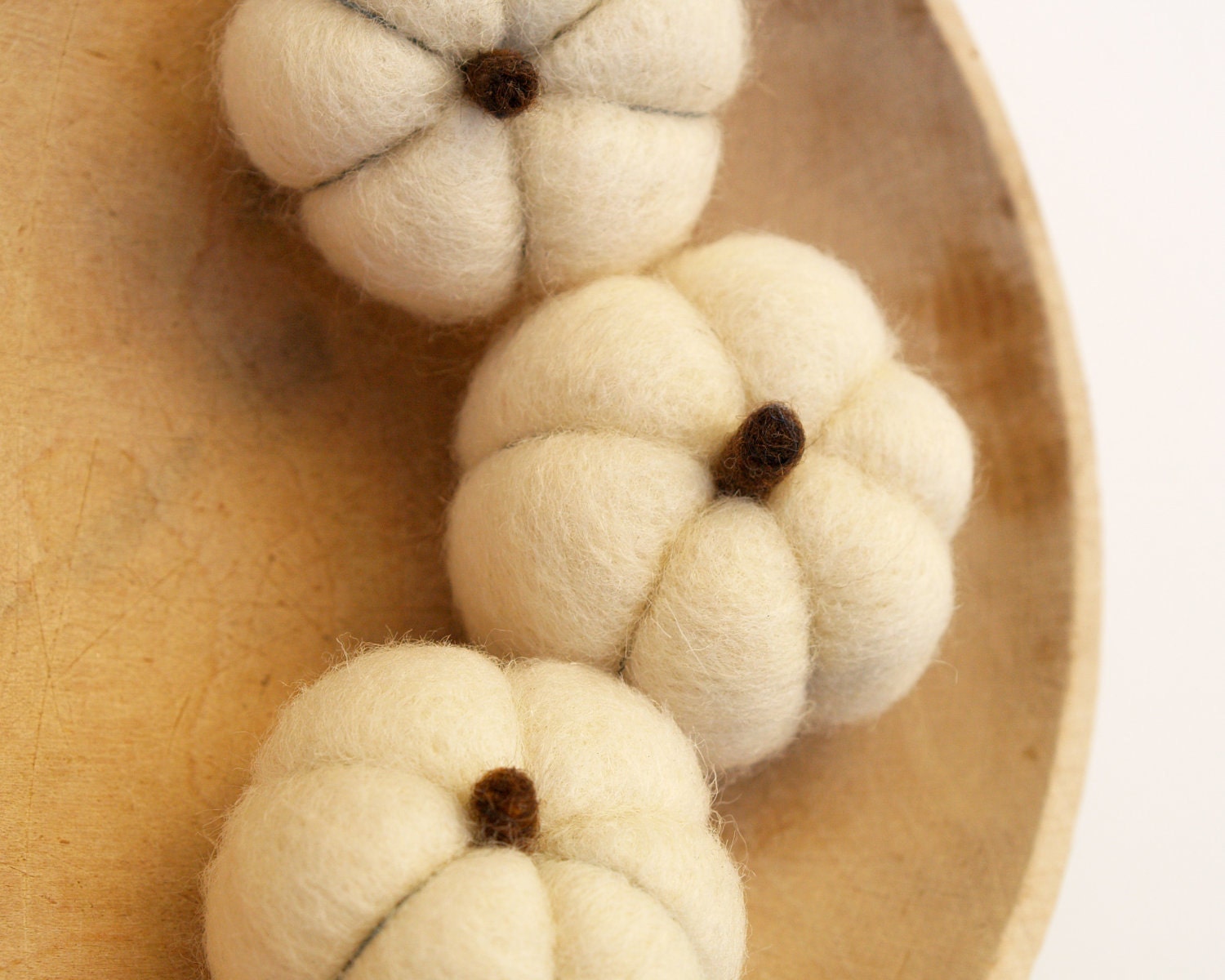 Pumpkins White Felted , Felt Wool Winter Wonderland Home Decor whimsical thanksgiving handmade Country Harvest decorating needle Fairyfolk
