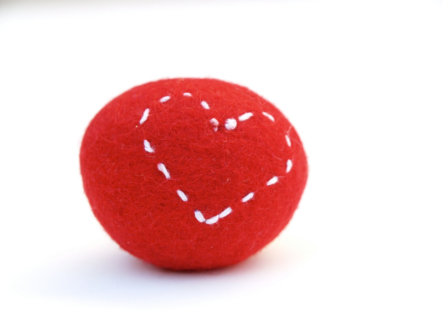 Embroidered Felted Rock, love heart pebble stone wool felt home decor all natural Stocking Stuffer embroidery hostess gift RED 1