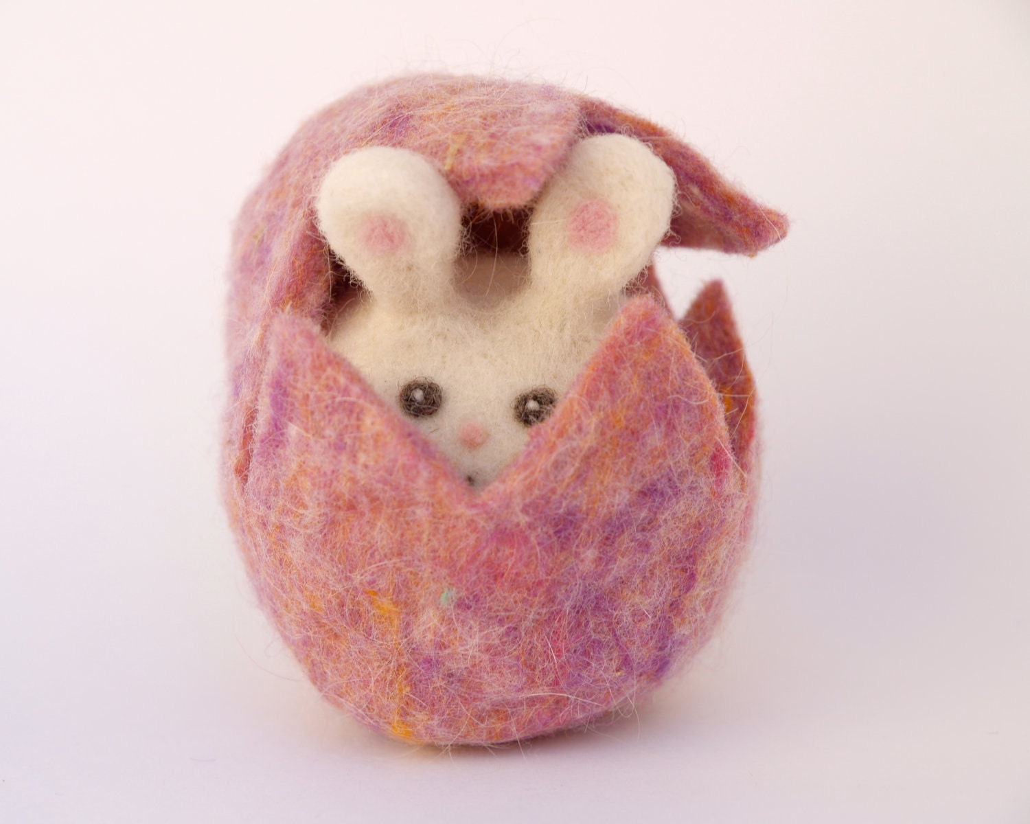 Needle Felted Waldorf Toy , The Sweetest Purple Easter Bunny You Will Ever See in her own Lavender Egg, A Rabbit Made from Eco Friendly Wool