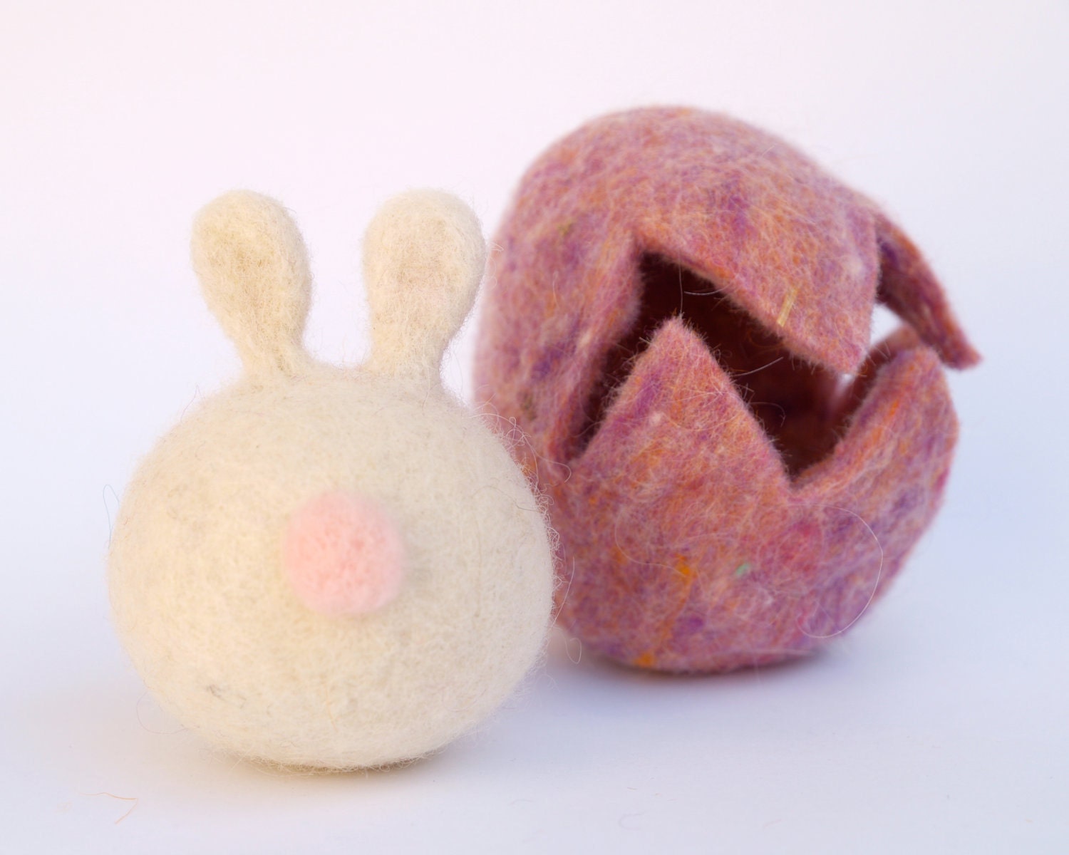 Needle Felted Waldorf Toy , The Sweetest Purple Easter Bunny You Will Ever See in her own Lavender Egg, A Rabbit Made from Eco Friendly Wool