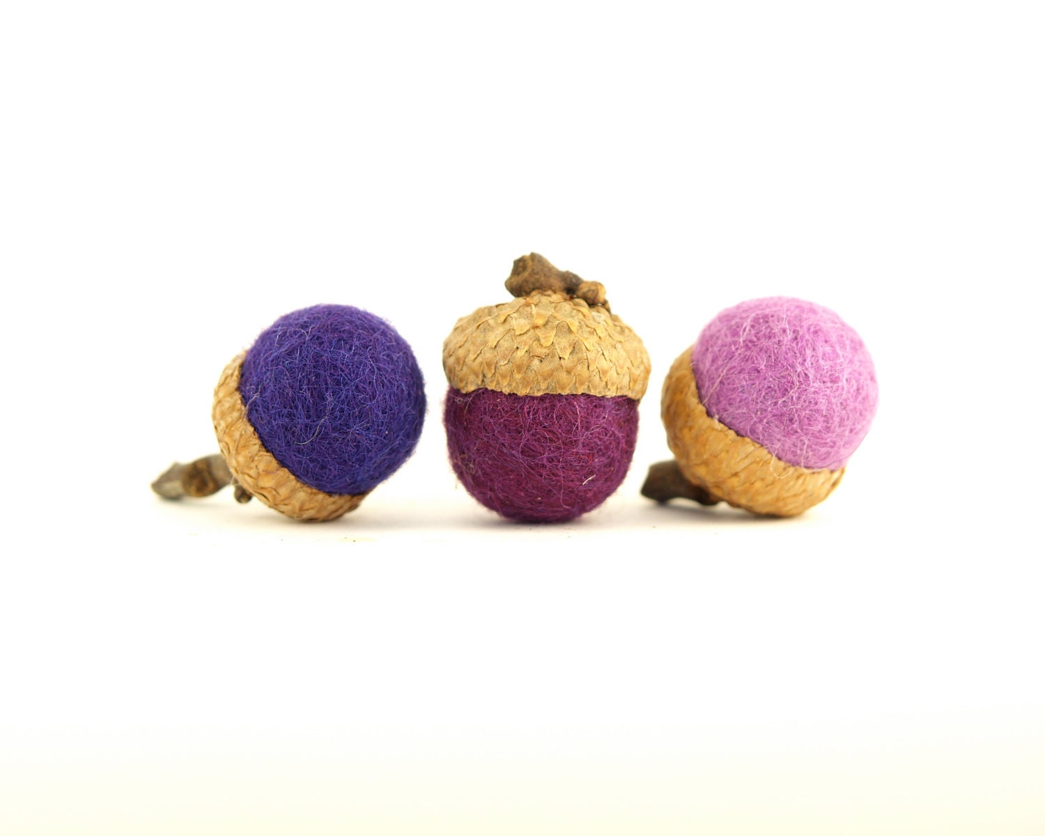 Purple Needle Felted Acorns, Three shades of jewel tone purple, lavender and lilac - 9