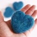 Needle Felted Hearts, Nautical Blue, 3 Large Felt Wool Hearts, Love gift Beach Cottage Home Decor - Seventh Wedding Anniversary 7th